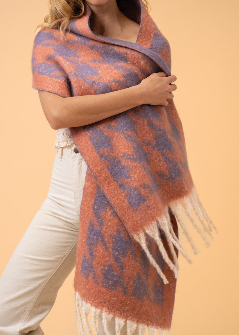 Harper Cosy Scarf - Coral/Lavender