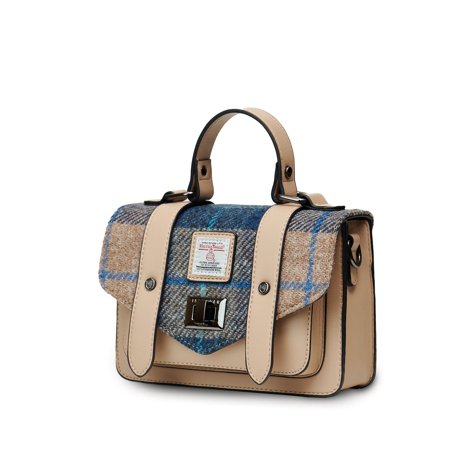 The Medium Satchel - Navy & Beige Tartan