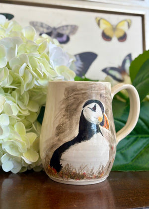 Clifftop Lookout – Atlantic Puffin Mug - Handcrafted Pottery