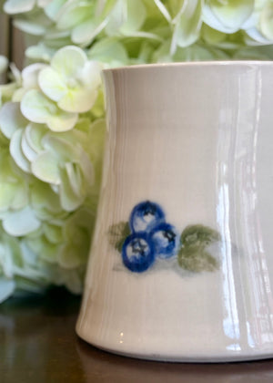Soft Ivory Blueberry Mug - Handcrafted Pottery