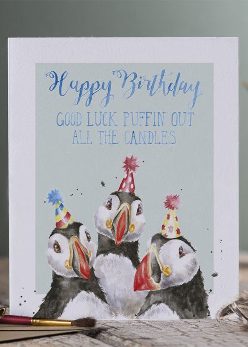 Puffin Out Candles - Wrendale Birthday Card