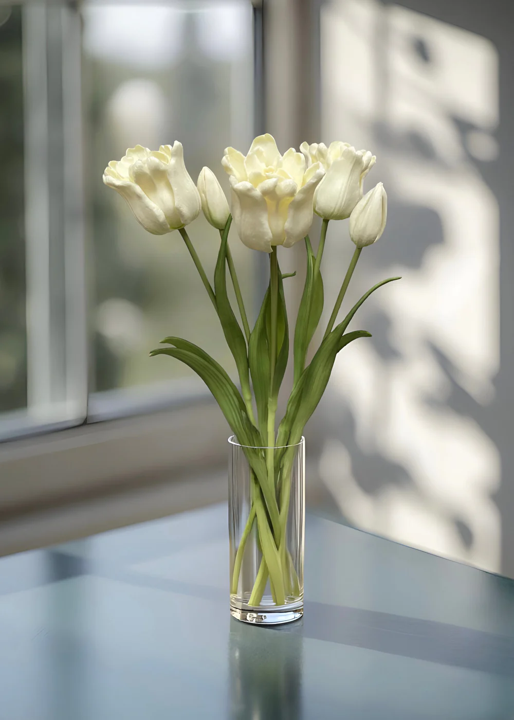 18" Fresh Touch Ruffled Tulip Bundle - Cream