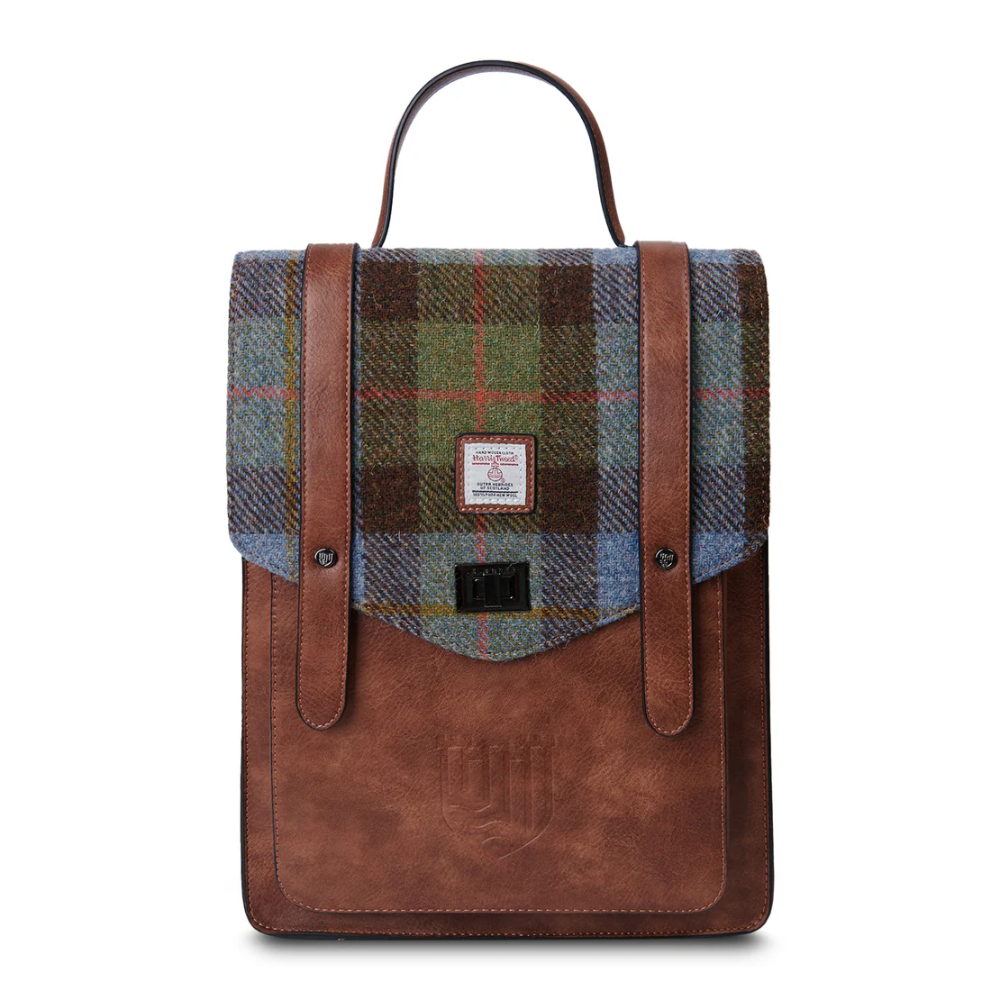 The Carloway Backpack - Chestnut & Blue Tartan