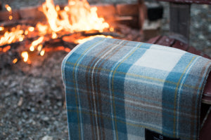 Muted Stewart Blue - Merino Wool Tartan Blanket
