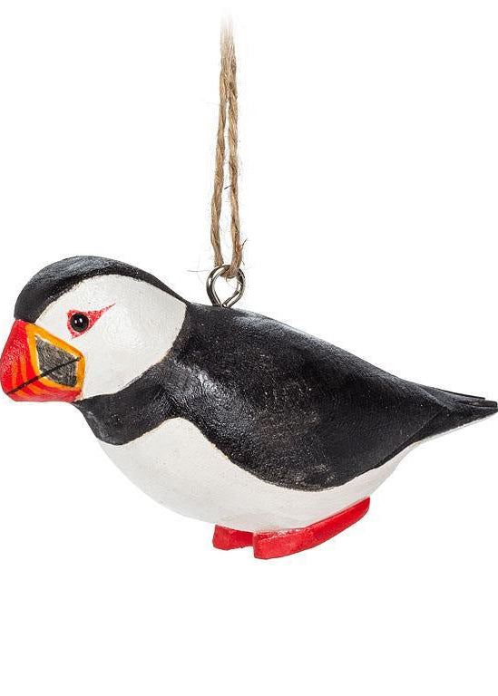 Carved Puffin Ornament